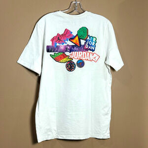 Nike Air Jordan Tee Brand Sticker DNA #23 T-Shirt White CD5638-100 Mens M